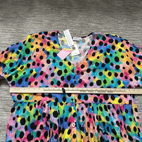 Proud Poppy Disco Dress Womens 14 Kasey Rainbow Colorful Pockets Cheetah Print - Picture 9 of 14